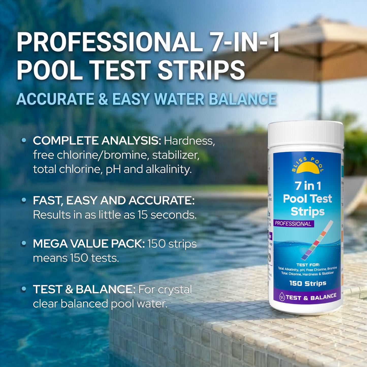 Bliss Pool 7 in 1 Test Strips